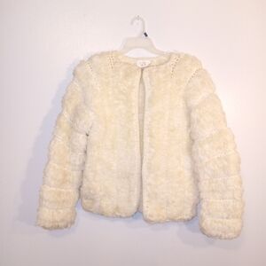 Vintage Women's Hand Knit Cream Teddy Jacket